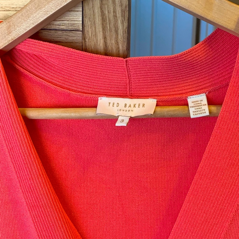 Ted Baker Ribbed Bodycon Knit Dress Coral